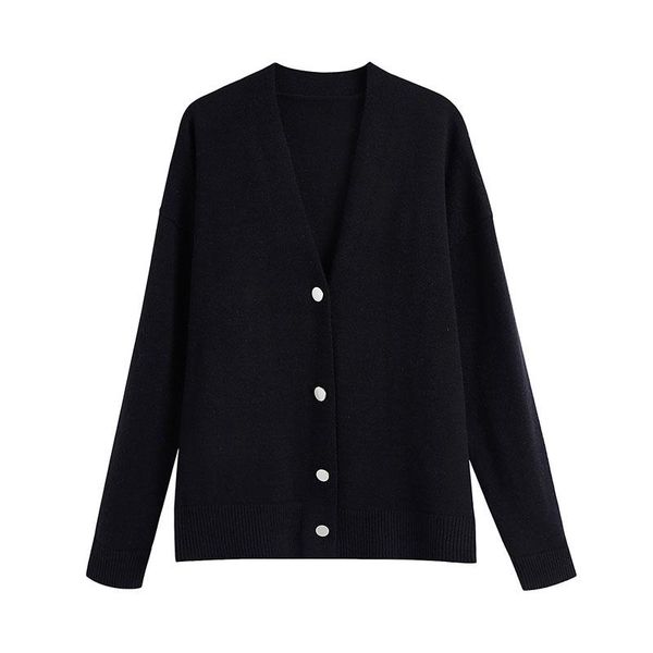 

women sweater single-breasted jacket with four buttons v-neck cardigan fall 2021 women, White