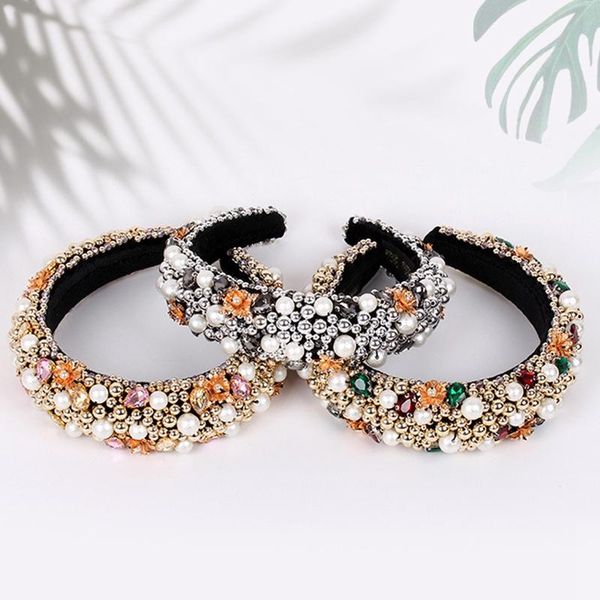 

hair clips & barrettes 2021 beaded hoop colorful vintage padded headband european and american luxury baroque accessory women, Golden;silver