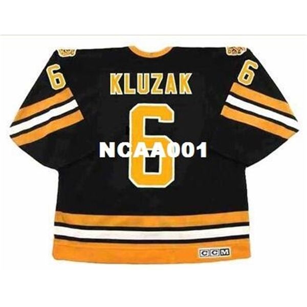 

668s #6 gord kluzak boston bruins 1984 ccm vintage away hockey jersey or custom any name or number retro jersey, Black