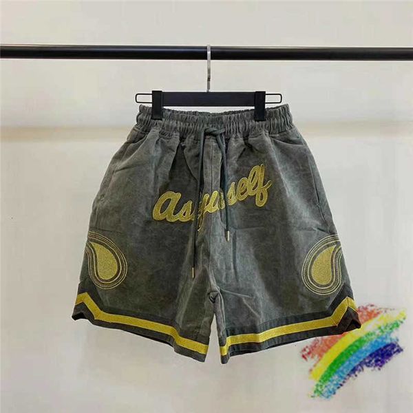 

men's shorts fio de ouro bordado das mulheres dos homens 1:1 qualidade lavado fazer velho cordo askyurself breechcloth 6v9d, White;black