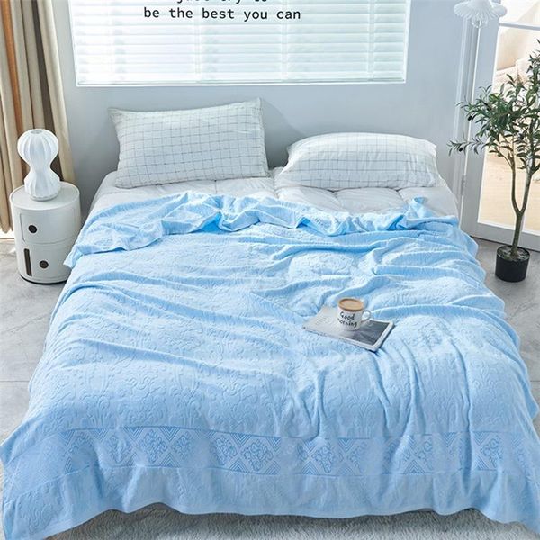 

elegant jacquard cotton towel blanket soft breathable sofa bed office throw blanket portable cover for rv airplane train