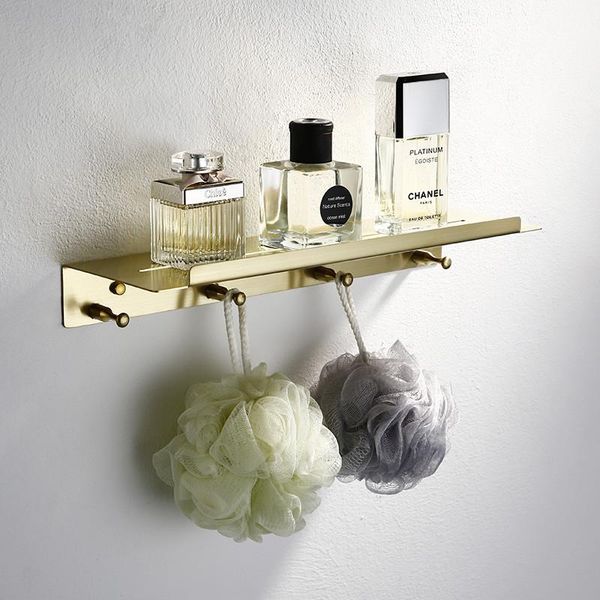 

bathroom shelves 304 stainless steel bath shower rack bolt inserting type corner with hooks hardware 30/40cm