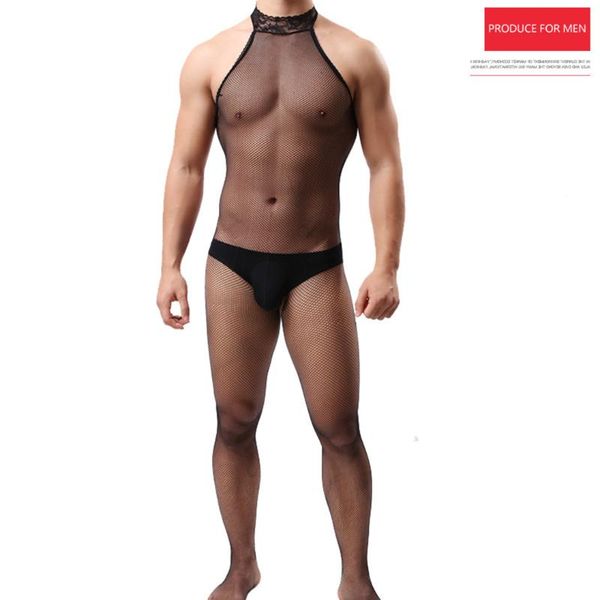 

men's socks male fantasy underwear gay sissy body stockings jumpsuit men erotic lingerie fetish bodysuit costume fish net, Black