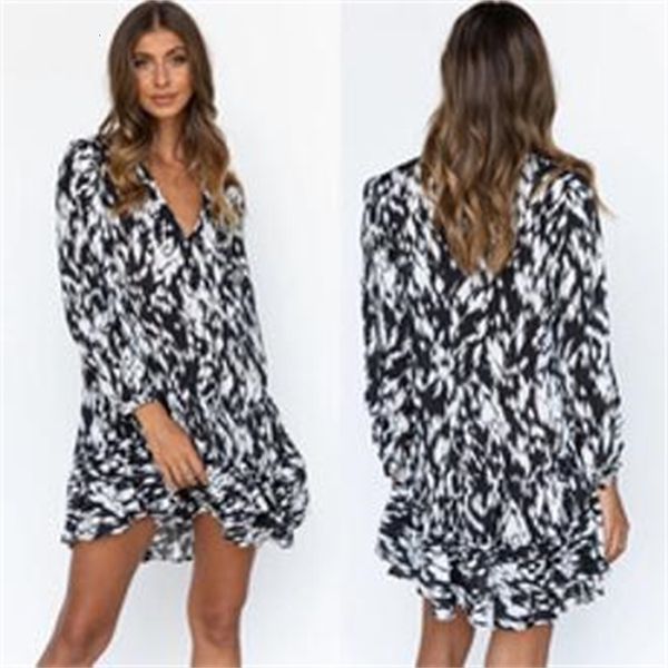 

2021 v-neck long sleeve single row buckle loose leopard print s autumn, Black;gray