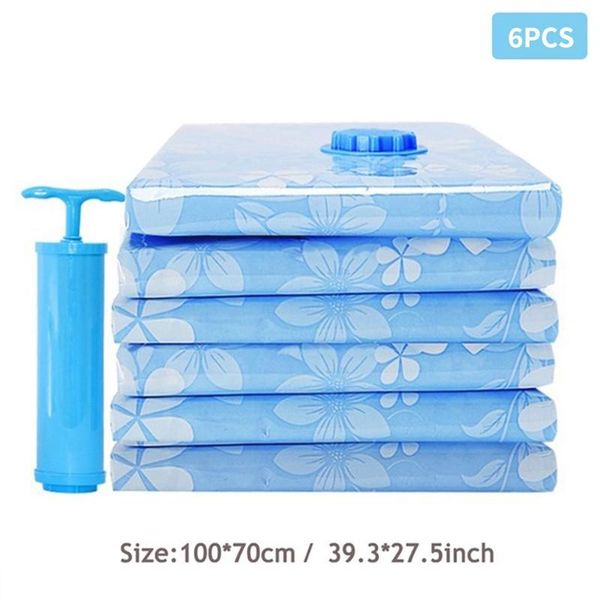 

storage bags 6pcs thickened vacuum bag for cloth compressed with hand pump reusable blanket clothes quilt organizer
