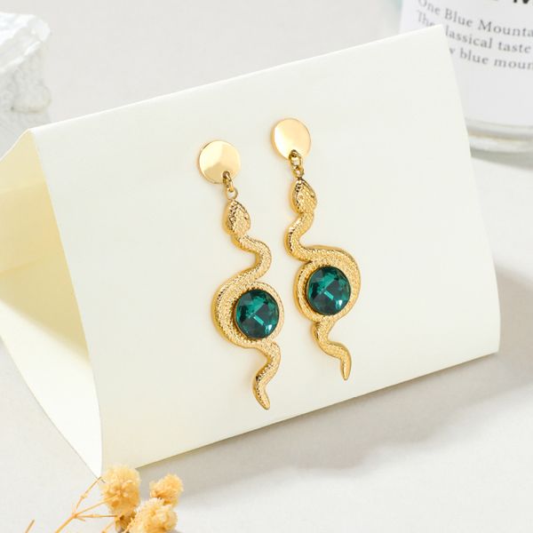 

new trendy gold plated stainless steel snake charm earring jewelry, Golden