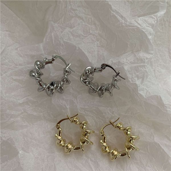 

hbp south korea east gate fashion personality spiral exquisite cold air temperament simple metal earrings, Silver