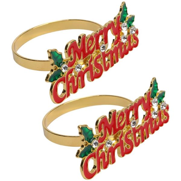 

napkin rings 2 pcs merry christmas english letter design buckle creative ring