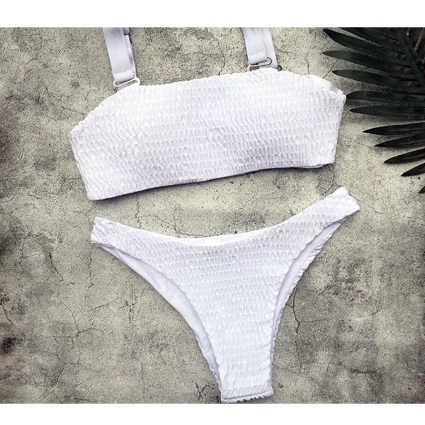 

one-piece suits fold bikini set bandage swimswear women push-up biquinis padded bra swimsuit 2 pcs bathing suit