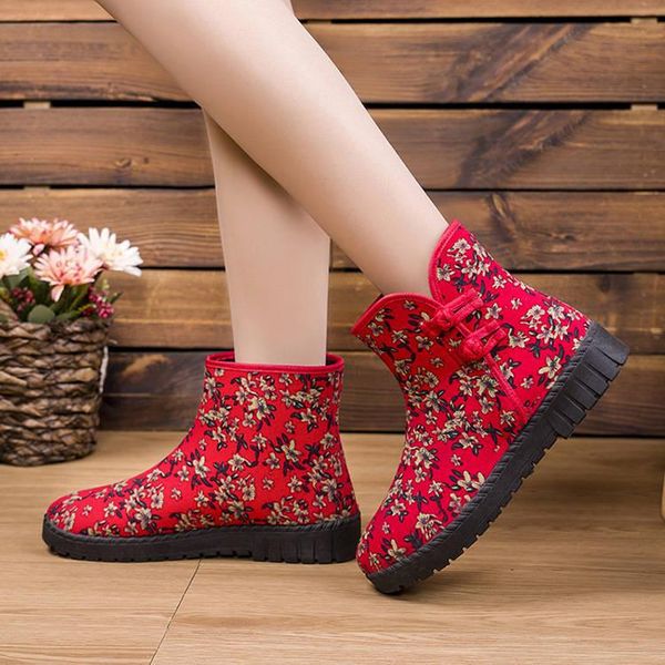 

boots winter high heel warm plush square heels shoes women's ladies fashion brand ankle snow 2021, Black