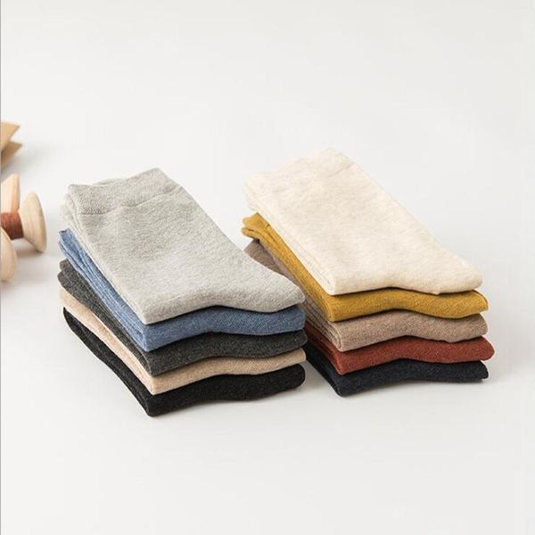 

1 pair autumn and winter solid color simple couple tube socks cotton comfortable casual men and wom jllhih, Black