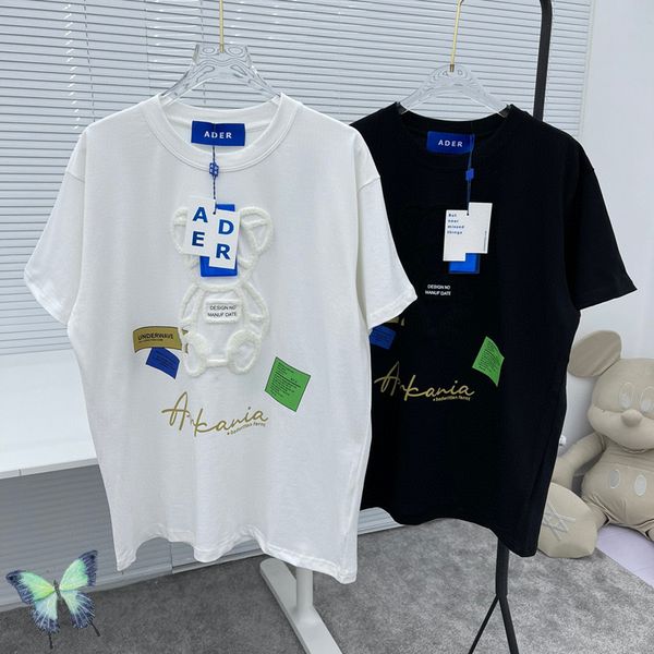 

t-shirt plush lamb wool bear cartoon big logo hiphop men women tees, White;black