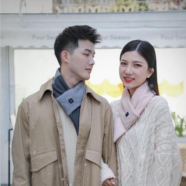 

winter warm scarf heated scarf usb women heating scarf couple 3 modes ajustable neckerchief plush collar scarves dda824, Blue;gray