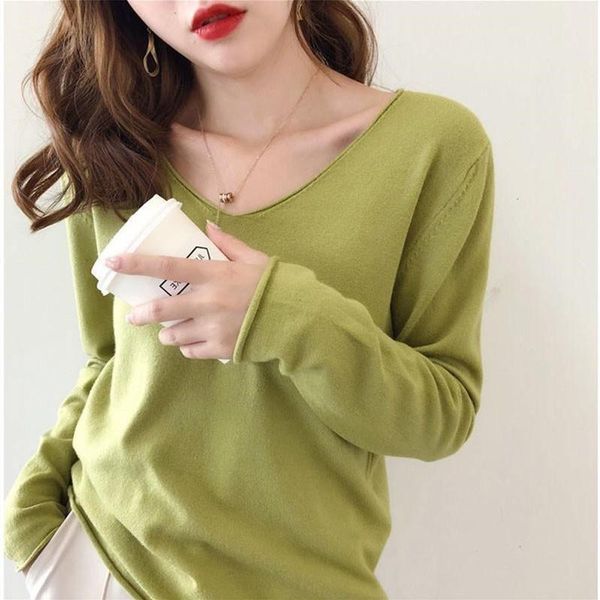 

women's t-shirt women v collar pleat summer solid color loose long sleeve casual simple wild 8 colors, White