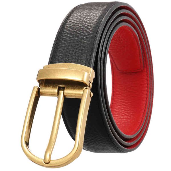 

perforated men's casual pin buckle leather belt ly35-22301-5, Black;brown
