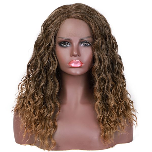 

wig women's front lace hand woven partial long big wave fashion, Black