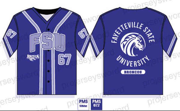 

Mens Fayetteville State University Baseball Jersey Custom Any Name Number Stitched College Apparel Big & Tall, Blue