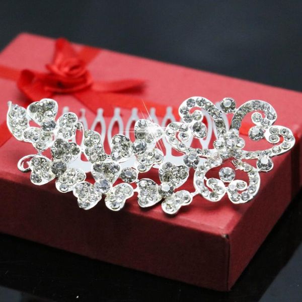 

hair clips & barrettes bridesmaid wedding comb rhinestone crystal trendy hairwear women accessories clear flower tiara bridal jewelry, Golden;silver