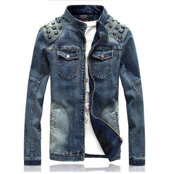

men's jackets 2021 style denim jacket of the rivet slim men, Black;brown