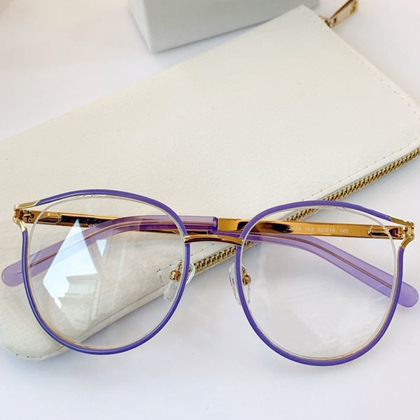 Modisches Cateye-Brillengestell für Damen, 126, schönes rundes, hohles Design, Plankenmetall, Vollrand 5218140, für Korrektionsbrillen-Komplettsetui