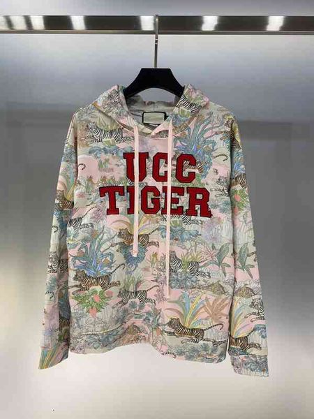 

2022 spring year of the tiger new full terry cotton drawstring hooded long sleeved sweater, Black