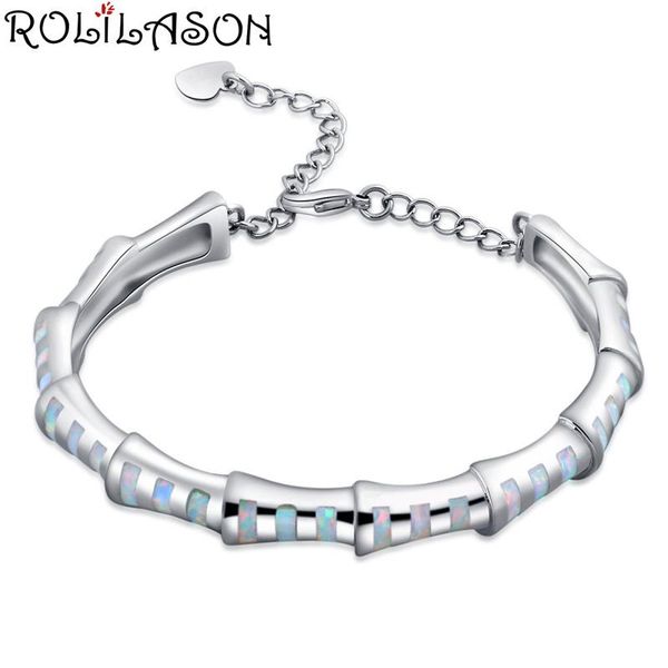 

charm bracelets rolilason high-end design white fire opal 925 silver bracelet fashion anniversary gift ob099, Golden;silver