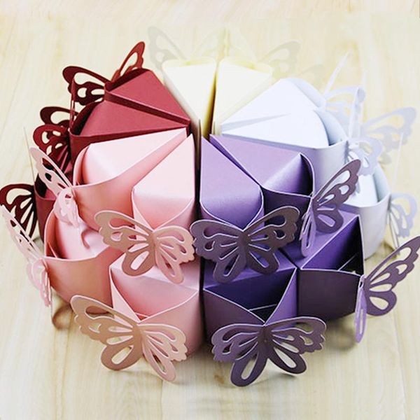 

gift wrap 50pcs butterfly favor dragees candy boxes carton chocolate cake style deco mariage wedding party flower packaging bags
