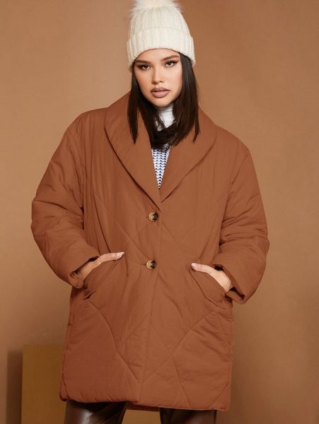 

shawl collar buttoned front flap detail puffer coat c0zg#, Black