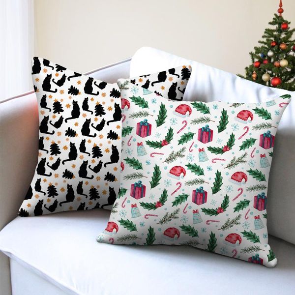 

pillow case nanacoba santa pattern christmas cushion cover decorative throw 45*45cm short plush pillowcase xmas year home decor