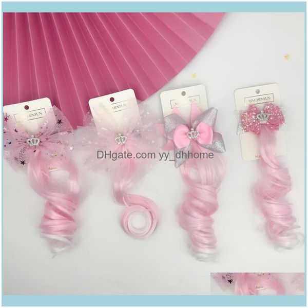 

jewelry jewelrygirls colorful wig cute bow tie hair clip ornament headband headwear kids twist braid rope aessorie clips & barrettes drop de, Golden;silver