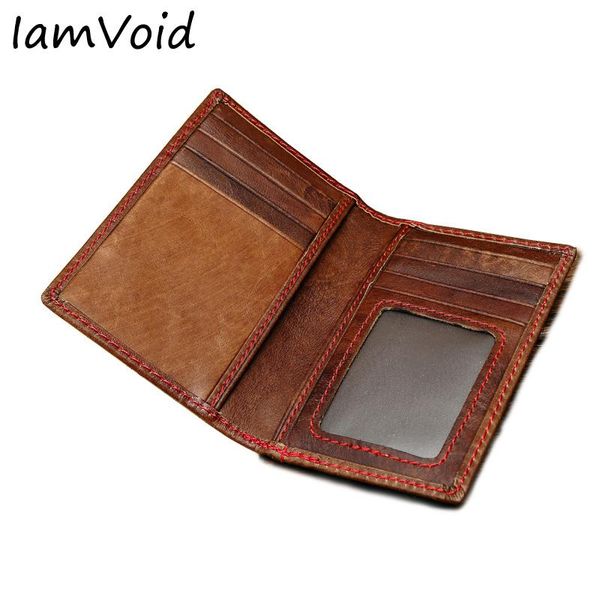 

card holders iamvoid vintage real leather holder slim genuine wallet id case cow license, Brown;gray
