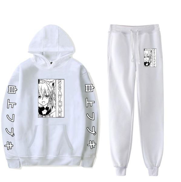 

men's hoodies & sweatshirts shirakami fubuki sweatshirt two piece set hoodie+jogger pant harajuku streetwear fashion clothes women plus, Black