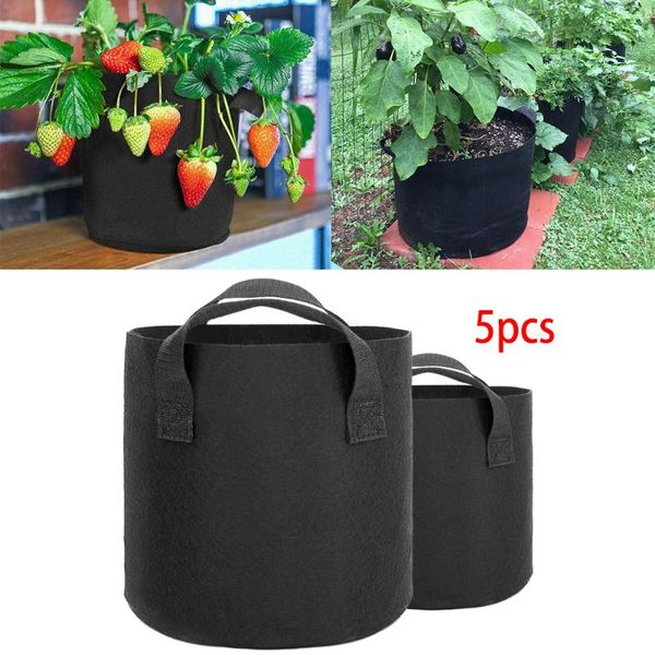 

planters & pots 5pcs 3/5 gallon plant growth bag non-woven fabric garden grow container seed growing flower vegetable planter tool