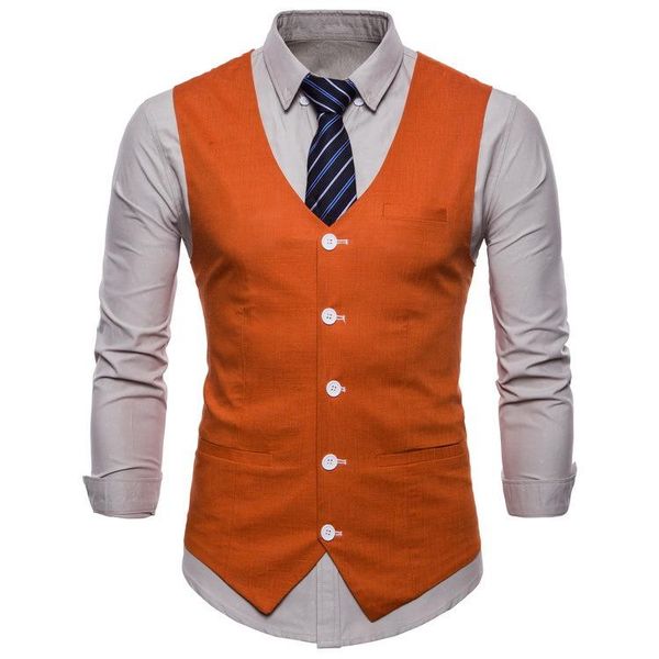 

men's vests wear vest business slim fit cotton linen suit thin sleeveless jacket plus-sized, Black;white