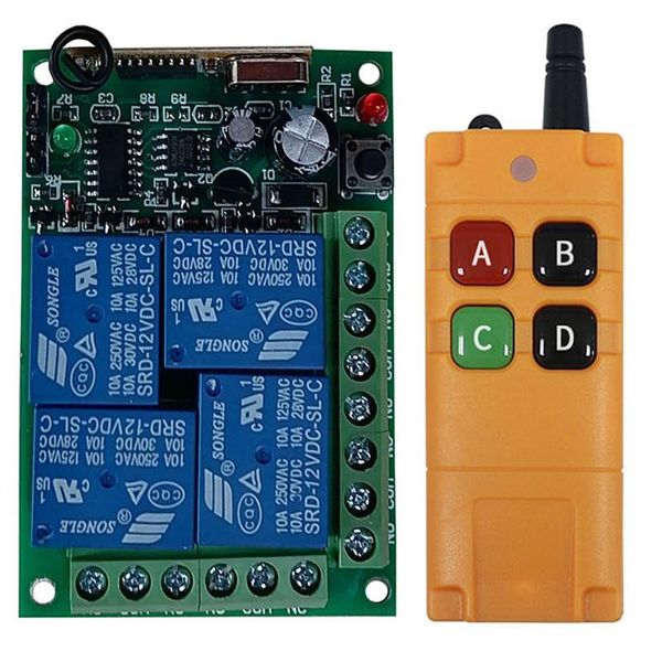 

smart home control 433mhz ndustrial sector dc 12v 24v 4ch 10a rf wireless remote switch system with 30m-1000m long distance transmitter