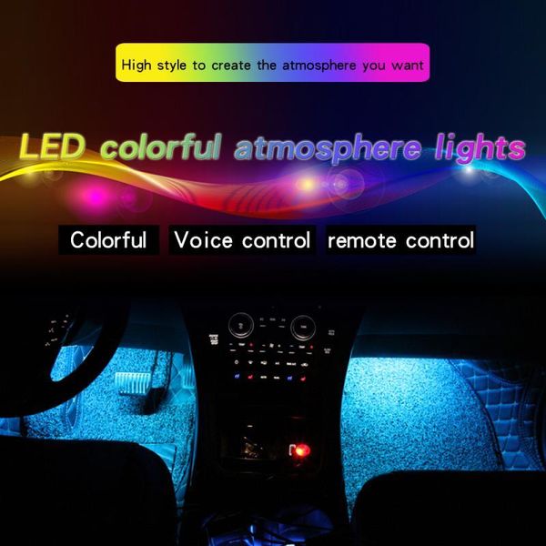 

car headlights 4pcs 12 led interior strip lights rgb atmosphere decor bar neon lamp decoration remote controller auto accessories