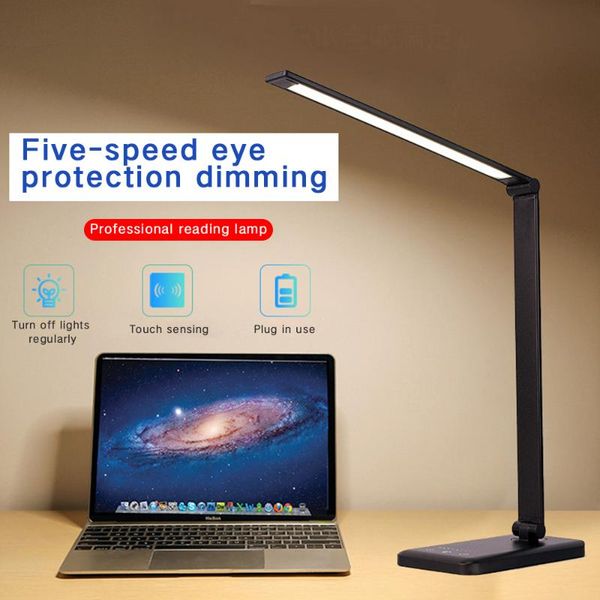 

book lights 5 level eye protect led desk lamp folding touching switch dimming usb reading table wireless charging for mobile charge