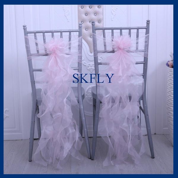 

ch098b skfly popular amazing nice light pink curly willow organza chair sashes