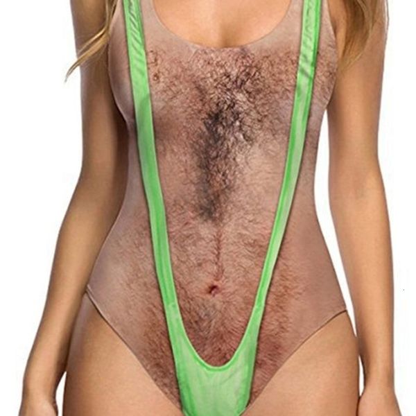 

women swimwear funny borat printed one piece swimsuit women chest hair bathing suit summer swimwear joke bather novelty beachwear