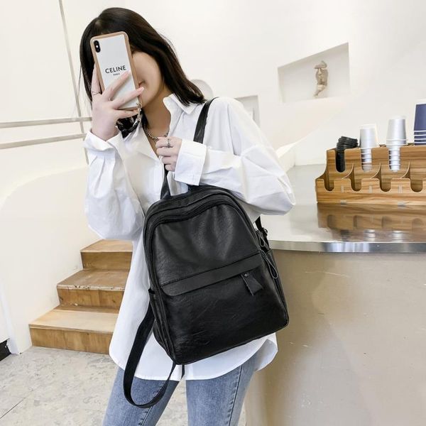 

schoolbag backpack student street new color backpack 2021 trend youth school college solid bag fashion hkbln, Red;black
