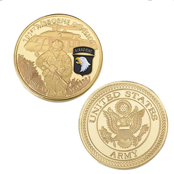 

non magnetic us army crafts 101st airborne screaming eagles military gold plated souvenir challenge coin collection medal craft