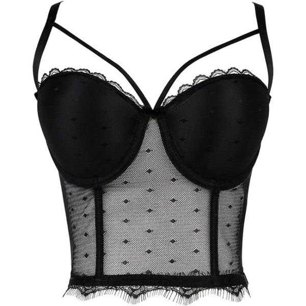 

women's tanks & camis in lace mesh crop mujer summer slim push up bralette bra cropped to wear out corset female cami clothes, White