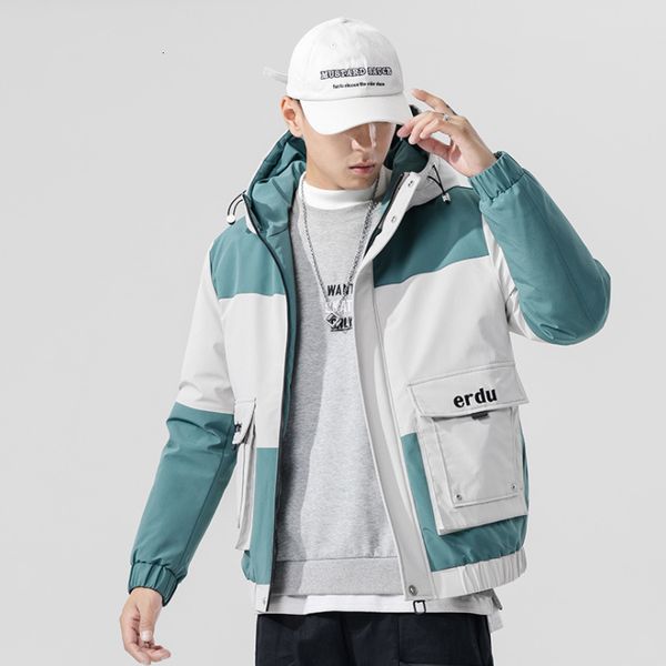 

men's wear 2021 new overcoat winter thick warm parka jacket contrast color casual hooded down jacket men plus size coat yellow green pi, Black