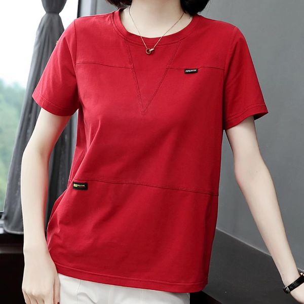 

camisas mujer cotton t shirt women appliques patchwork casual plus size summer tshirt female short sleeve tee shirt femme, White