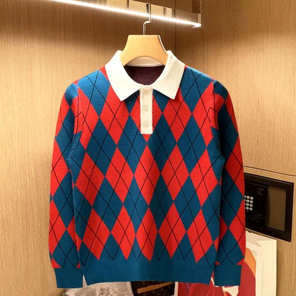 

men's sweaters 2021 autumn winter mens argyle pattern sweater business style knitted long sleeve pullover casual jumper f428, White;black