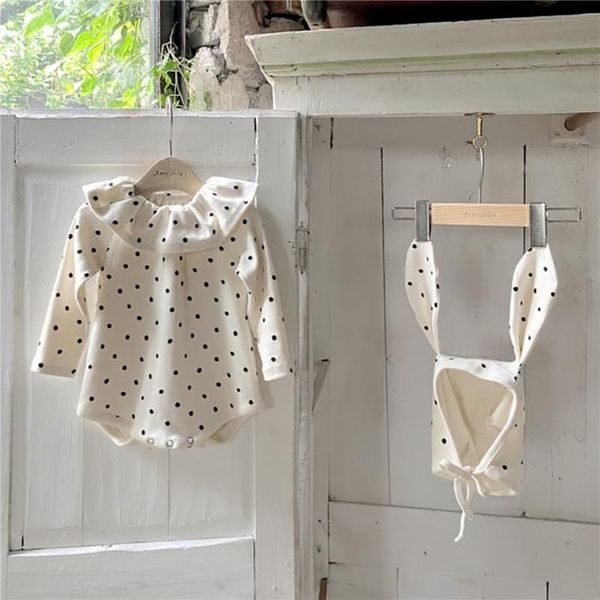 

jumpsuits 2021 christmas infant baby jumpsuit for girl long sleeve polka dot rompers playsuits autumn cotton kids clothes boys outfits, Blue