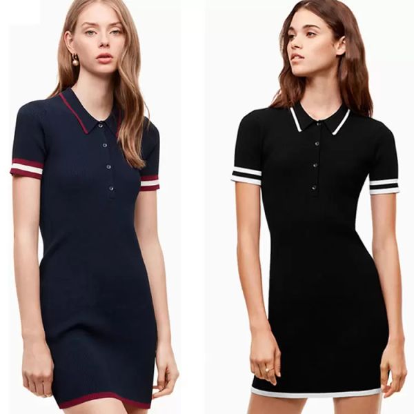 

wholesale golf basic pick black short sleeve women polo dress clothes, Black;gray