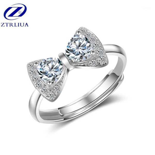 

cluster rings arrival koren style 925 sterling silver jewelry fashion temperament female wild crystal butterfly bow opening sr317, Golden;silver