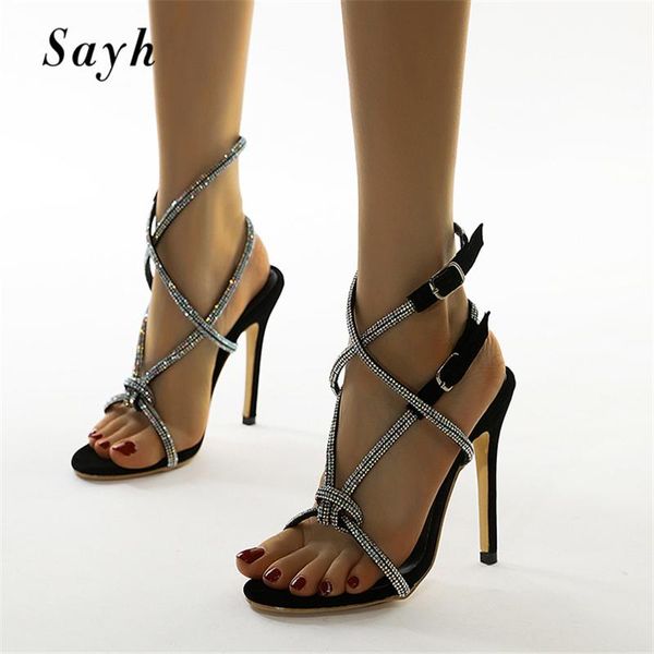 

sandals 12cm high heels bling fashion women peep toe shiny crystal rhinestones pumps party wedding bride dress shoes, Black