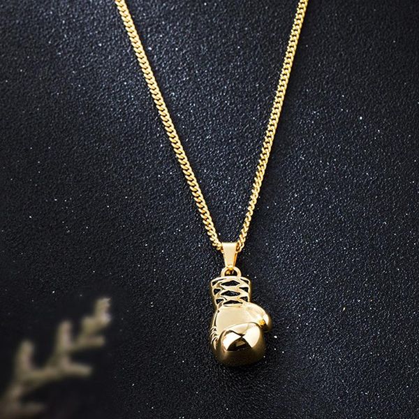 

pendant necklaces boxing gloves necklace mens stainless steel sports gifts for man accessories gold jewelry on the neck, Silver
